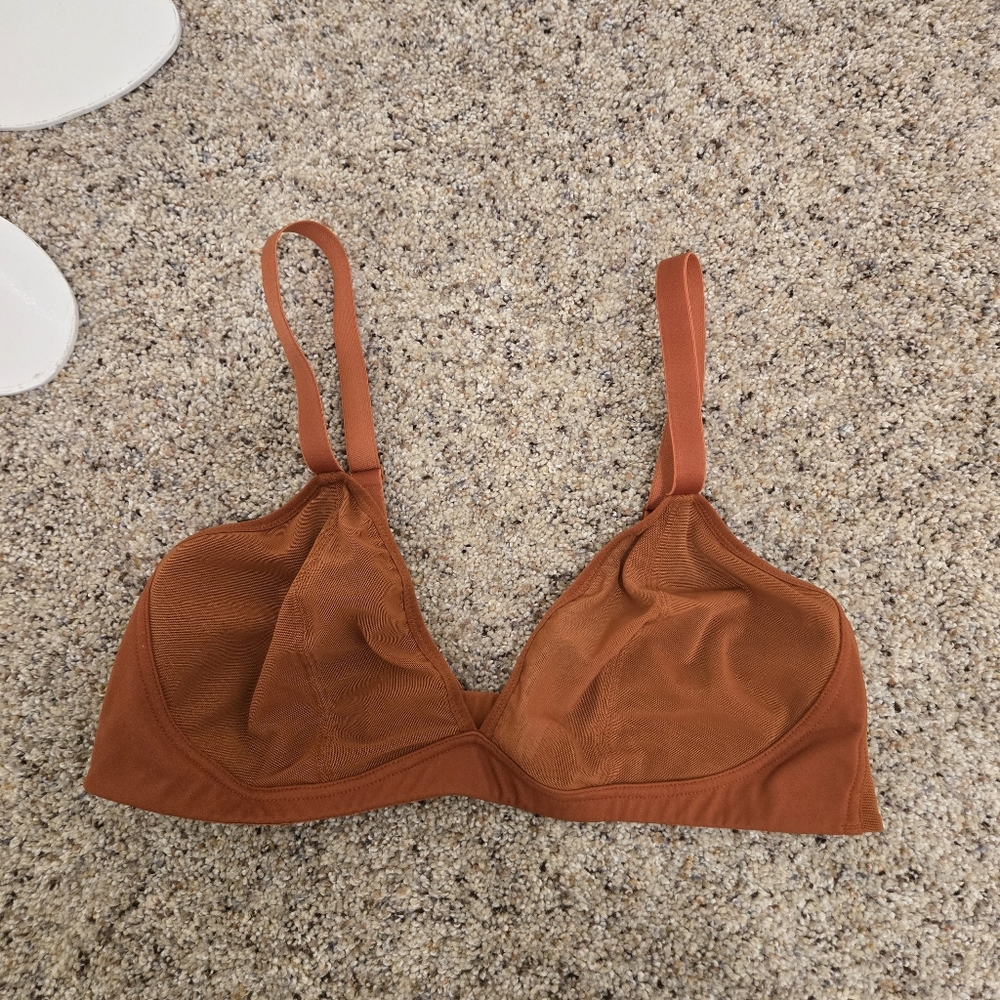 Knix Mesh Deep V Bra Burnt Orange Size XL